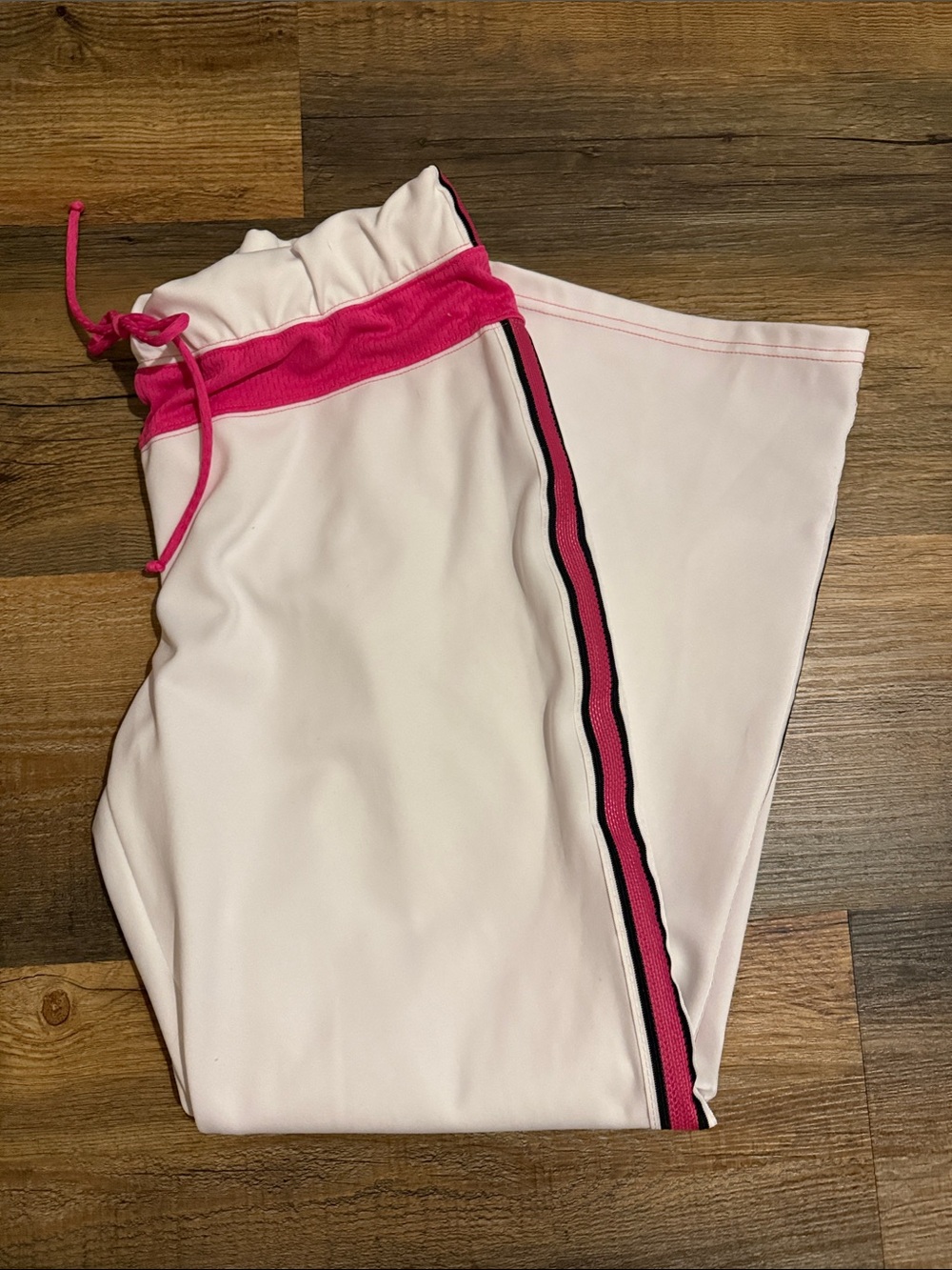 Forenza Vintage 80’s White Athletic Track Pants with Hot Pink Stripe